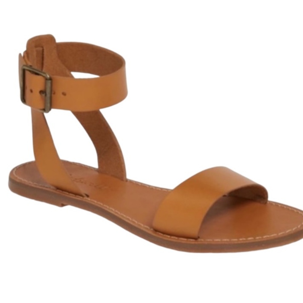 Madewell The Board Walk Ankle Strap Open Toe Leather English Saddle Sandals 8